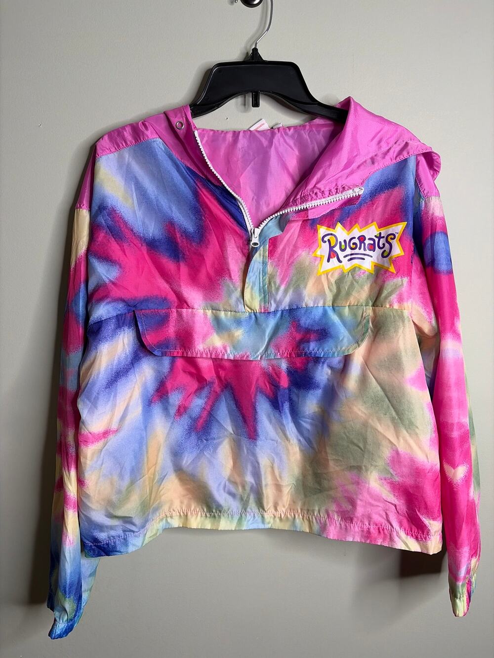 Nickelodeon Rugrats Juniors Tie Dye Half Zip Pullover Windbreaker Large